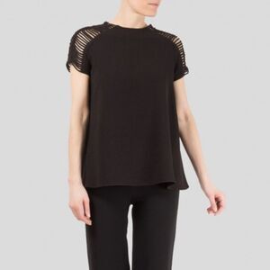 Zimmermann Braided Sleeve Short Sleeve Top Black Size 1 US Size 6